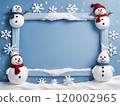 White background with snowman and snowflakes 120002965