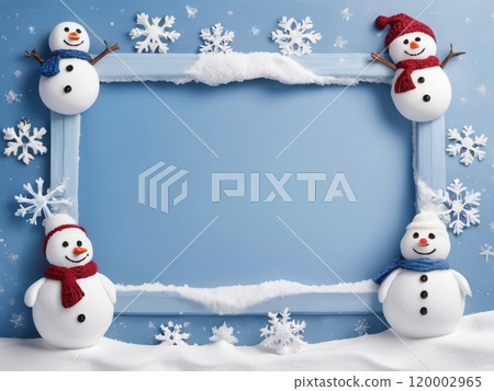 白色背景與雪人和雪花 120002965