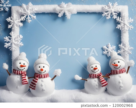 雪人和雪花背景 120002968