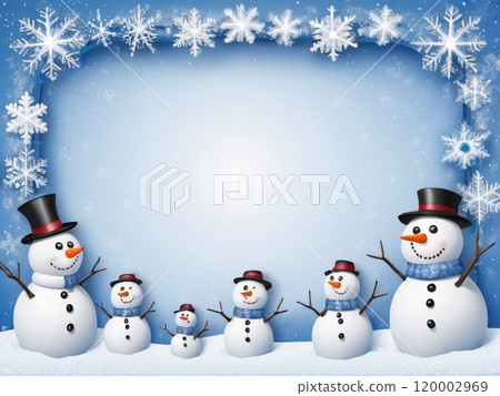 與雪人和雪花的背景框架 120002969