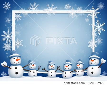 聖誕賀卡與雪人和雪花 120002970