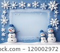 Snowman and snowflake background 120002972
