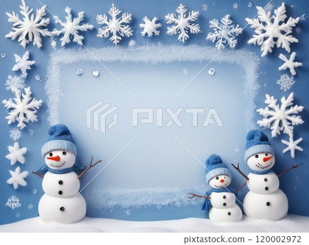 雪人和雪花背景 120002972