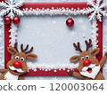 White snow and reindeer frame illustration 120003064