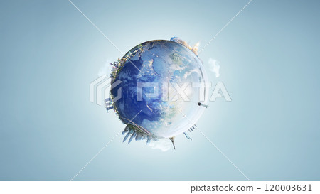 Planet earth showing world famous landmarks and skyscrapers Planet earth showing world famous landmarks and skyscrapers 120003631