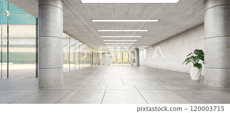 3D Modern office lobby with bright natural light 120003715