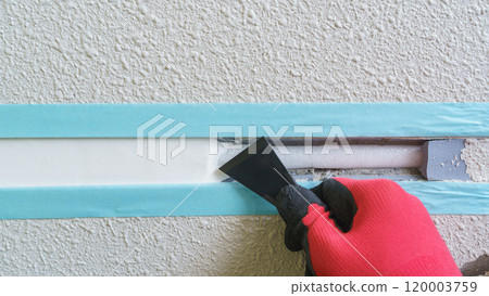 Exterior wall construction | Installation of back-up material and caulking work Image 120003759