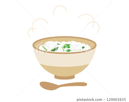 Illustration of Nanakusa-gayu with spoon 120003835