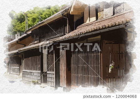Watercolor style: Fukiya Furusato Village, Fukiya townscape, Takahashi city, Okayama prefecture 120004068