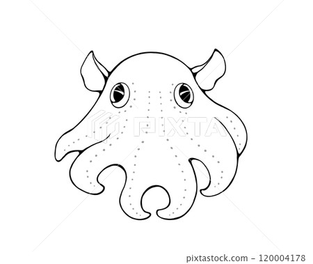 可愛章魚的黑白插圖 120004178