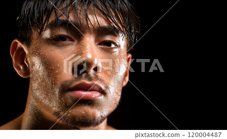 滿頭大汗的男人臉部特寫 120004487