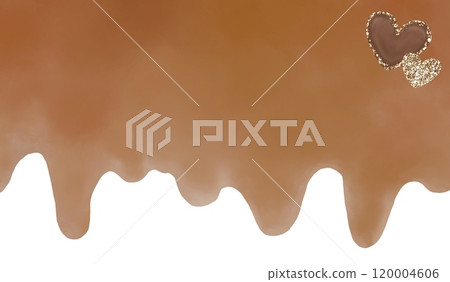 情人節框架與可愛的心裝飾著融化的巧克力。插圖充滿甜蜜的氣氛。 120004606