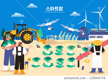 a farmer who grows cabbages using an automated remote system 120004758