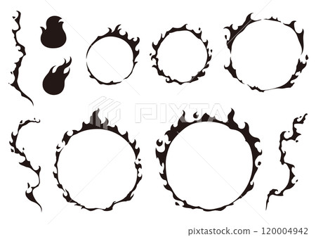 Flame/Fire frame set Training Diet Exercise White background 1C No text 120004942