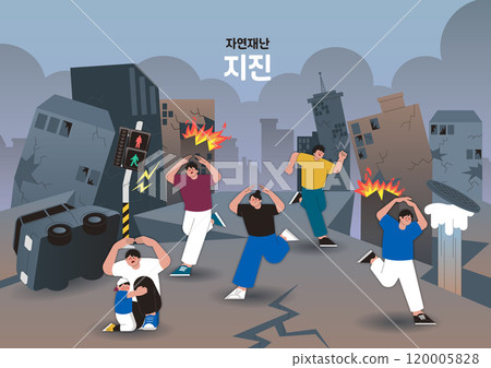 Scenes of evacuees and buildings collapsing and cities collapsing after the earthquake 120005828