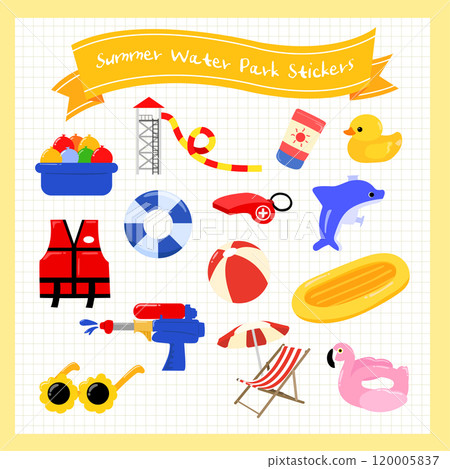 summer water play facility object sticker illustration 120005837