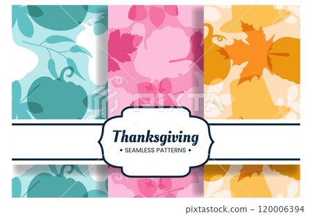 Festive Thanksgiving Day Seamless Pattern Template featuring Vibrant Flat Style Cartoon Elements for Seasonal Designs and Holiday Decorations 120006394