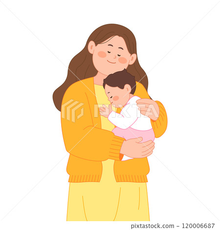 Mother hugging her child warmly 120006687