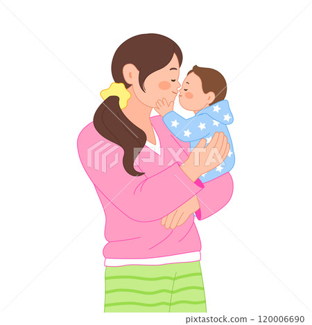 mother kissing her child 120006690