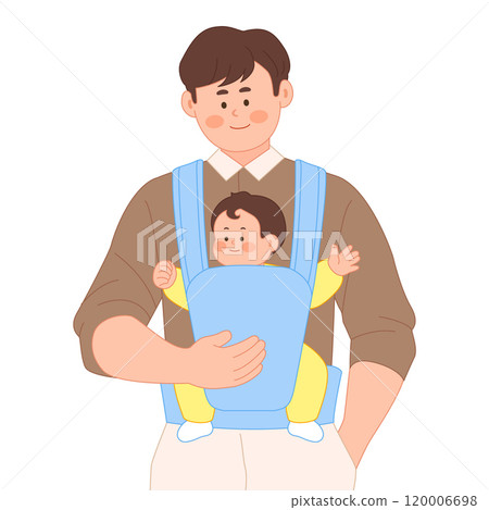 Dad playing with his baby in a swaddle 120006698