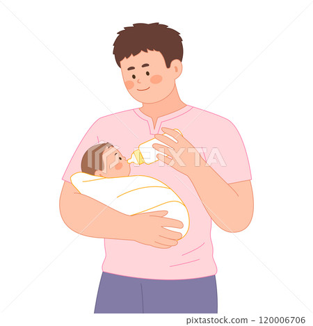Dad feeding milk to baby 120006706