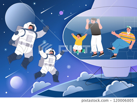 Professional astronauts working in space and ordinary people who travel to space Professional astronauts working in space and ordinary people who travel to space 120006805