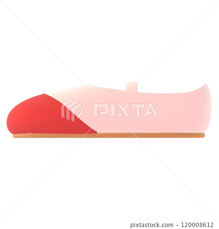 3D illustration of red children's slippers seen from the side 3D illustration of red children's slippers seen from the side 120008612