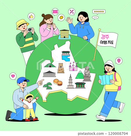 People excited to see the round Gyeongju travel map People excited to see the round Gyeongju travel map 120008704