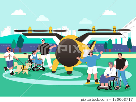 People with limited mobility using drone taxis People with limited mobility using drone taxis 120008717