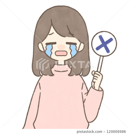 拿著x標籤的哭臉女人 120008986