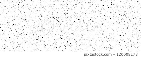Black and white dirty dust dot seamless pattern. Grunge dripped splashed sprinkles, particles wallpaper. Small distressed noise grain repeated background. Random mottled gritty overlay texture. Vector Black and white dirty dust dot seamless pattern. Grunge dripped splashed sprinkles, particles wallpaper. Small distressed noise grain repeated background. Random mottled gritty overlay texture. Vector 120009178
