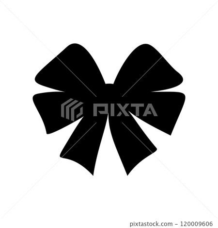Black silhouette of a bow or a ribbon in a flat vector style isolated on a white background Black silhouette of a bow or a ribbon in a flat vector style isolated on a white background 120009606