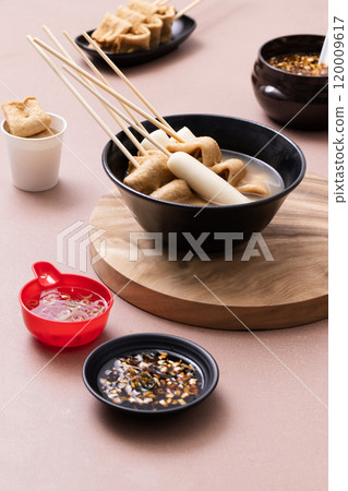 Oden and oden soup on a wooden tray 120009617