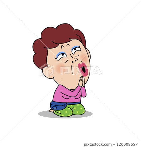 An emoticon expressing the state of a middle-aged woman 120009657