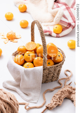 A basket full of fresh tangerines A basket full of fresh tangerines 120009672