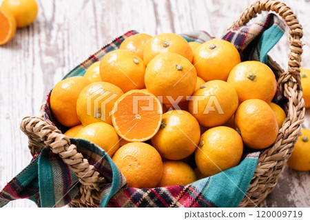 A basket full of fresh tangerines 120009719