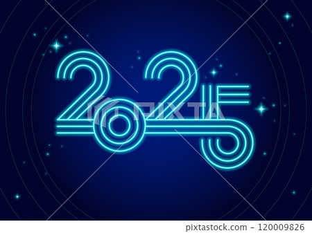 2025 New Year illustration shining with neon 120009826