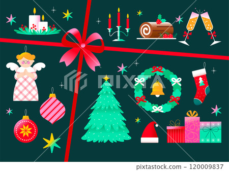 Collection of various Christmas objects illustrations Collection of various Christmas objects illustrations 120009837