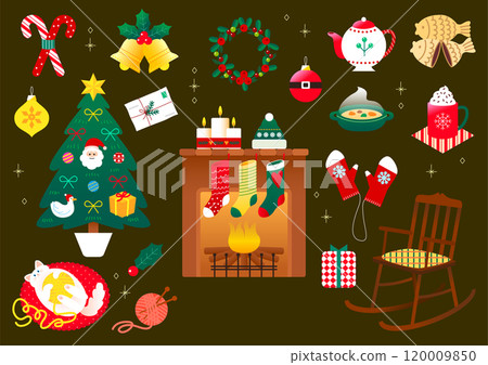Collection of various Christmas objects illustrations Collection of various Christmas objects illustrations 120009850