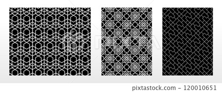 Geometric set of seamless black and white patterns. Simple vector graphics. Geometric set of seamless black and white patterns. Simple vector graphics. 120010651