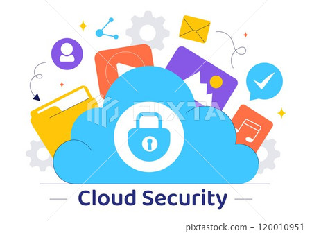Digital Cloud Security Vector Illustration of Safety and Data Protection for Network, Internet, Hosting, and Backup Servers in a Technological Digital Cloud Security Vector Illustration of Safety and Data Protection for Network, Internet, Hosting, and Backup Servers in a Technological 120010951