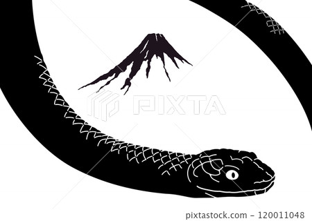 Snake and Mt. Fuji - New Year's card for the Year of the Snake 120011048