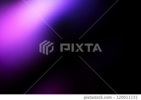 Purple blue light leak effect background. Film bokeh flare overlay. Vintage neon photo filter texture template. Exposed photography wallpaper. Abstract blur ultraviolet gradient backdrop. Vector 120011131