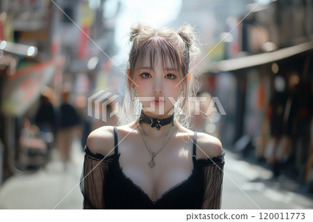 A sexy woman with stylish blonde hair in a bun A sexy woman with stylish blonde hair in a bun 120011773