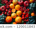 新鮮水果的照片（柳橙、草莓、蘋果、葡萄、櫻桃） 120011843