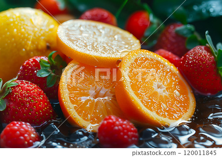 新鮮水果（柳橙、草莓）照片 120011845