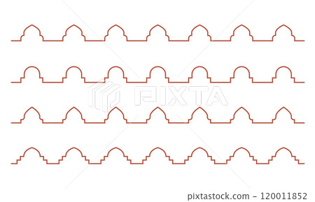 Simple outline oriental border. Ramadan kareem arabian vector divider for card, invitation, banner. Simple outline oriental border. Ramadan kareem arabian vector divider for card, invitation, banner. 120011852