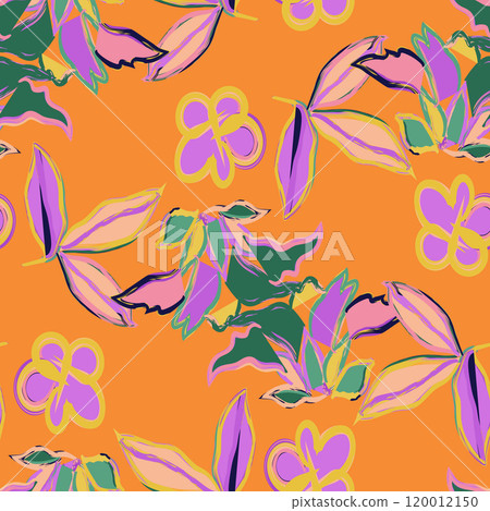 Floral brush strokes seamless pattern. Design for fashion textiles, graphics, backgrounds and crafts. Eps 10. Floral brush strokes seamless pattern. Design for fashion textiles, graphics, backgrounds and crafts. Eps 10. 120012150