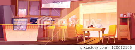 Empty cozy cafe or restaurant interior Empty cozy cafe or restaurant interior 120012196