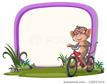 Monkey Riding a Bicycle Illustration 120012414